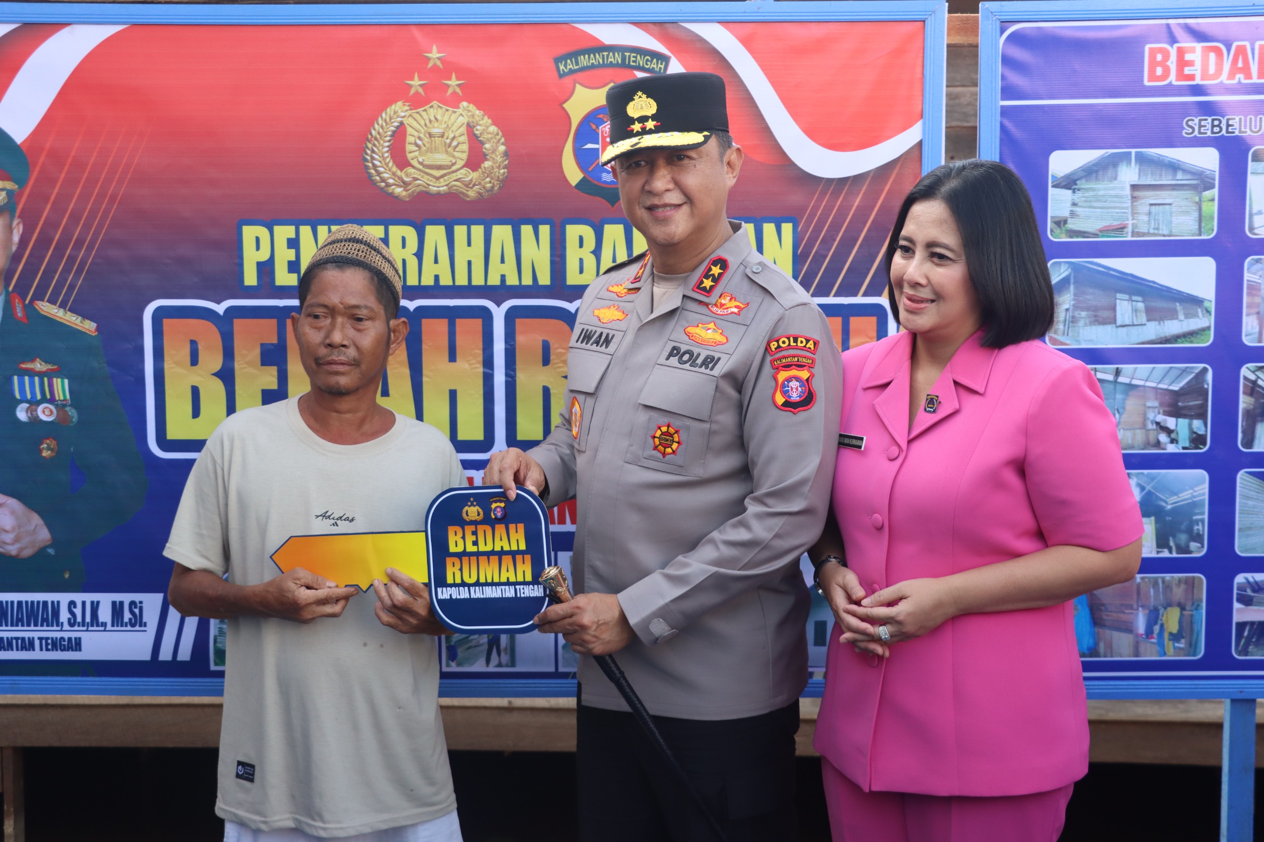 Kunker Ke Polres Kapuas,Kapolda Kalteng Serahkan Bantuan Bedah Rumah Di Desa Palangkau Lama