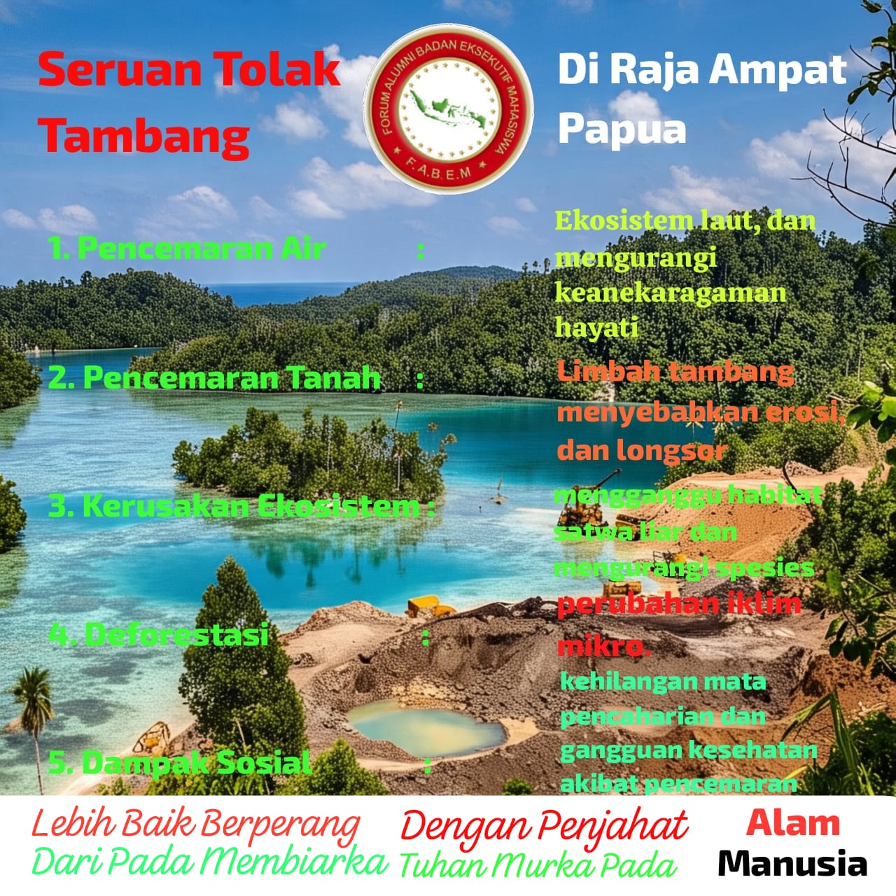 Forum Alumni Badan Eksekutif Mahasiswa Menolak Tambang Nikel Di Raja Ampat
