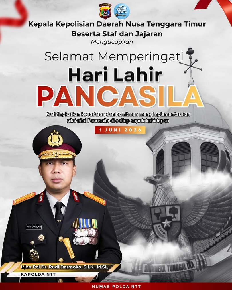 Kapolda NTT dan Jajaran Ucapkan Selamat Memperingati Hari Lahir Pancasila 2026