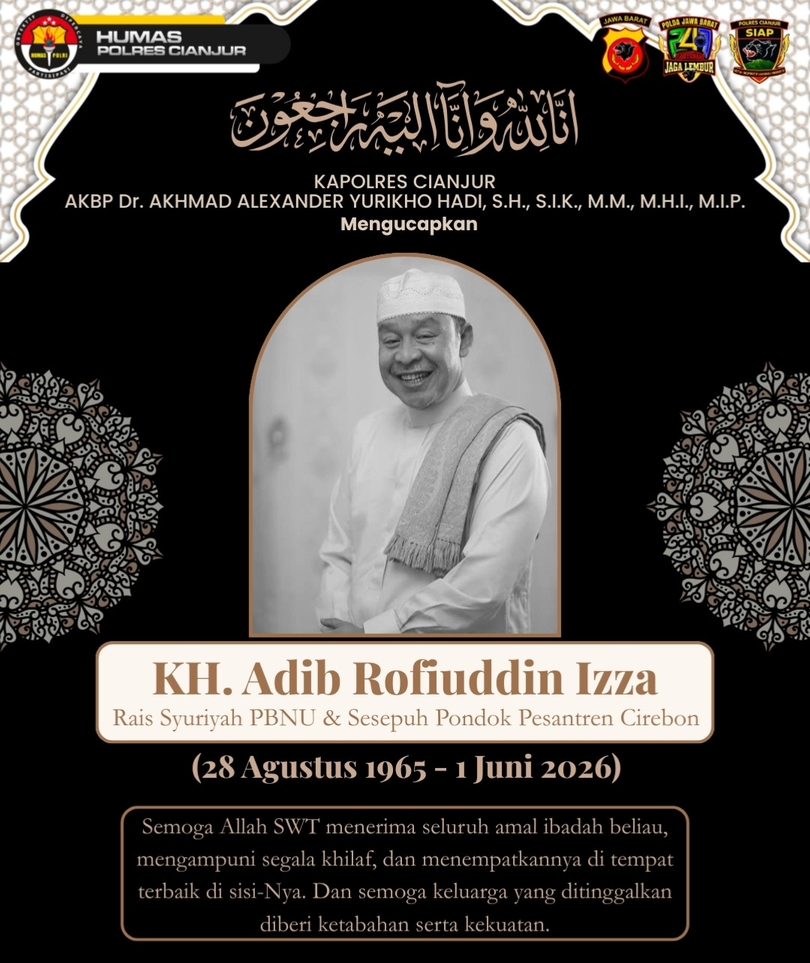 Kapolres Cianjur dan Jajaran Sampaikan Duka Cita atas Wafatnya KH. Adib Rofiuddin Izza