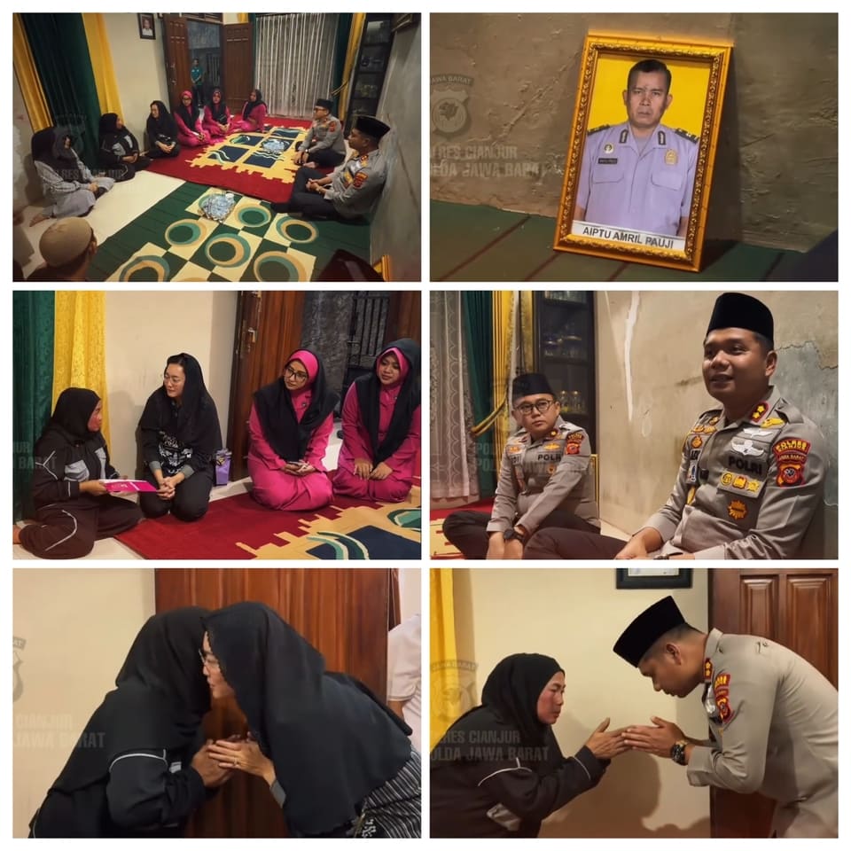 KAPOLRES CIANJUR DAN KETUA BHAYANGKARI CABANG CIANJUR TAKZIAH KE RUMAH DUKA AIPTU AMRIL FAUZI
