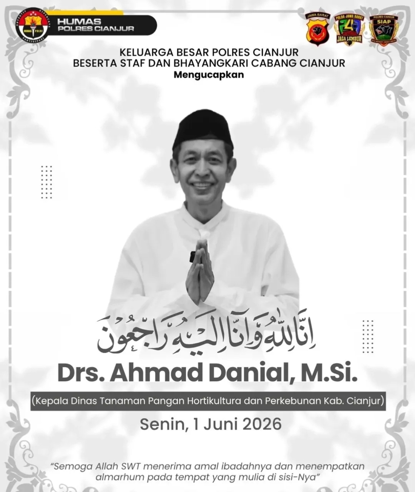 Keluarga Besar Polres Cianjur Sampaikan Duka Cita atas Wafatnya Kepala Dinas TPHP Kabupaten Cianjur