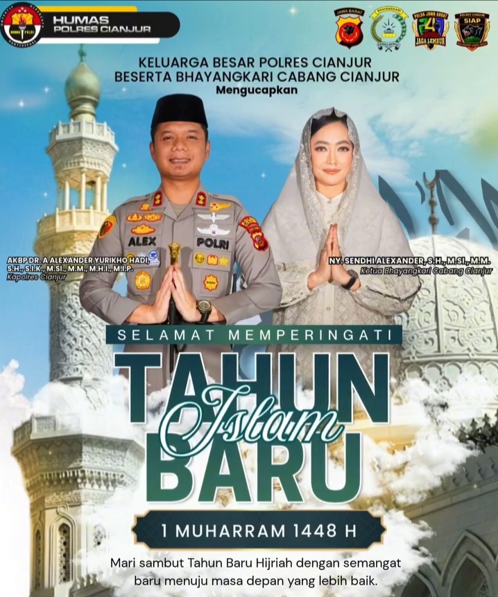 Polres Cianjur Beserta Bhayangkari Cabang Cianjur Ucapkan Selamat Tahun Baru Islam 1 Muharram 1448 Hijriah