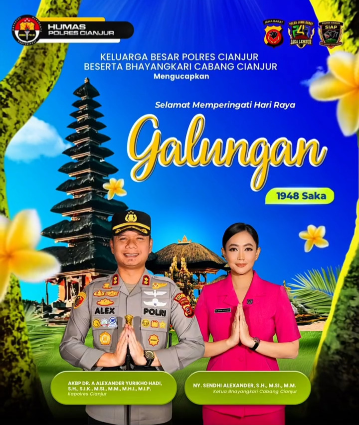 Polres Cianjur dan Bhayangkari Cabang Cianjur Mengucapkan Selamat Hari Raya Galungan 1948 Saka
