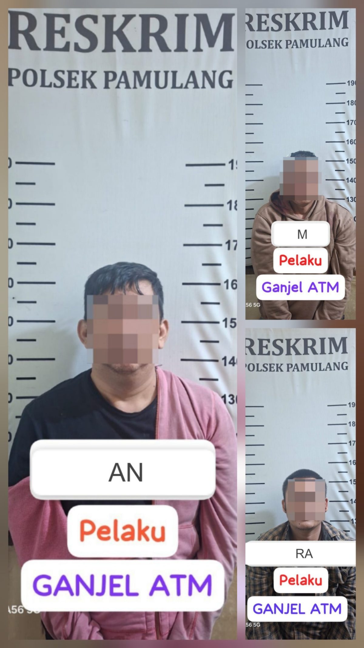 Unit Reskrim Polsek Pamulang Ringkus Tiga Pelaku Pengganjal ATM, Dua Bilah Sajam Diamankan