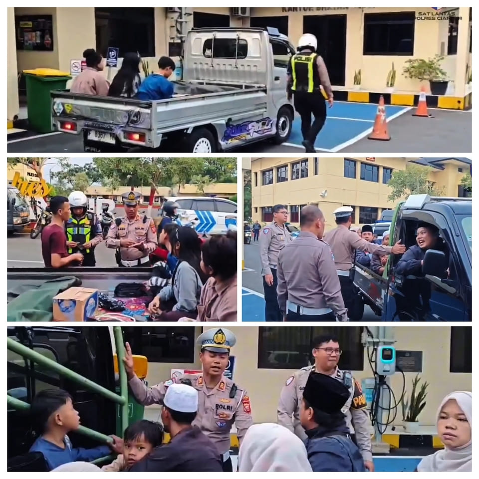 Polres Cianjur Tertibkan dan Beri Edukasi Pengguna Kendaraan Bak Terbuka Demi Keselamatan Berlalu Lintas