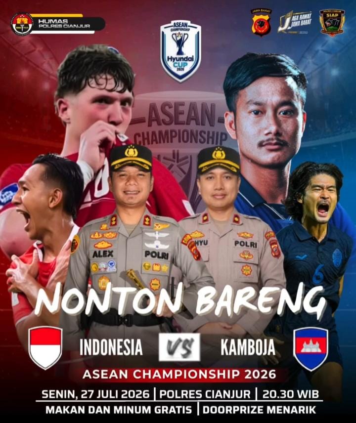 Polres Cianjur Gelar Nonton Bareng Indonesia vs Kamboja, Ajak Masyarakat Bersatu Dukung Garuda di ASEAN Championship 2026