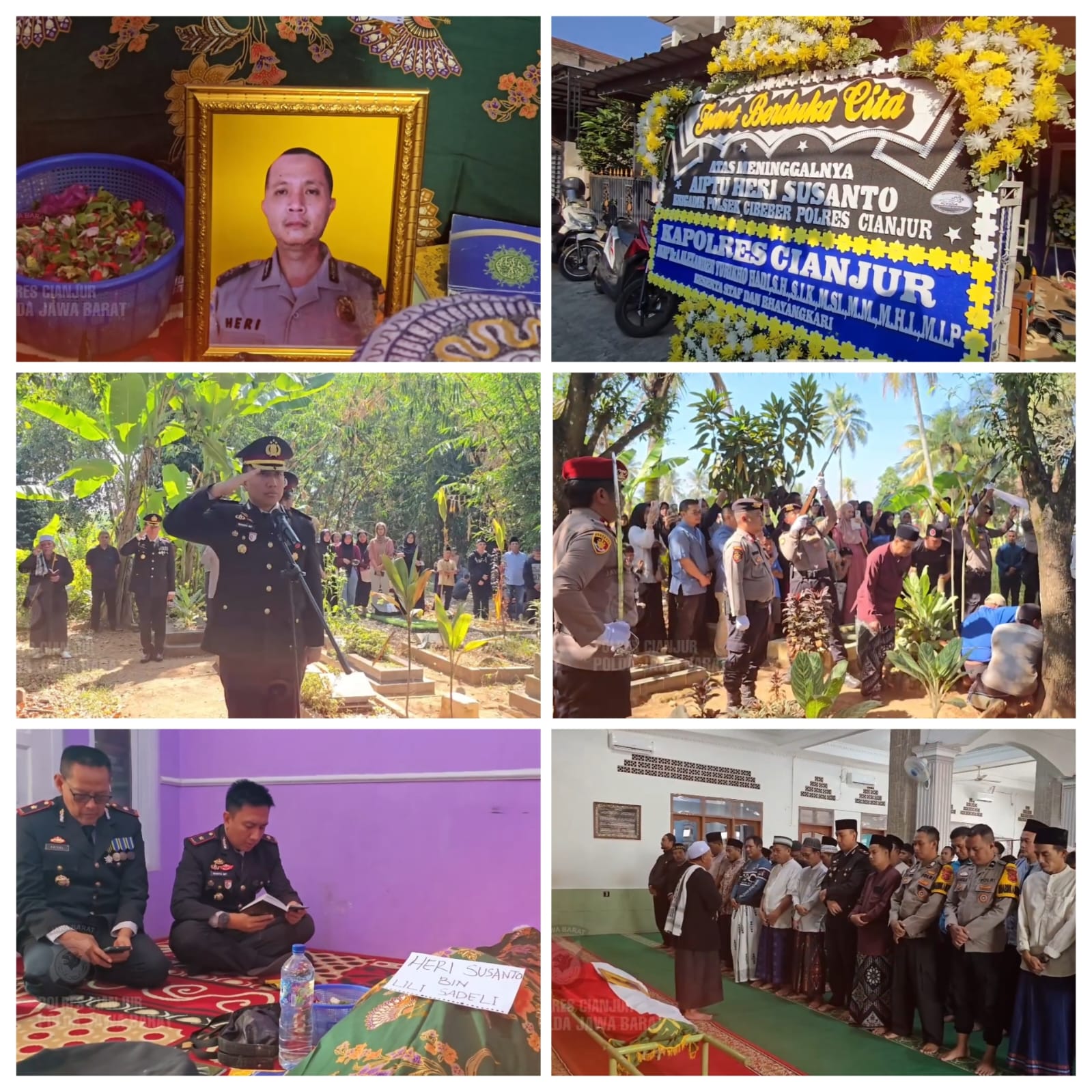 Polres Cianjur Lepas Almarhum AIPTU Heri Susanto dengan Upacara Pemakaman Kedinasan sebagai Wujud Penghormatan atas Pengabdiannya