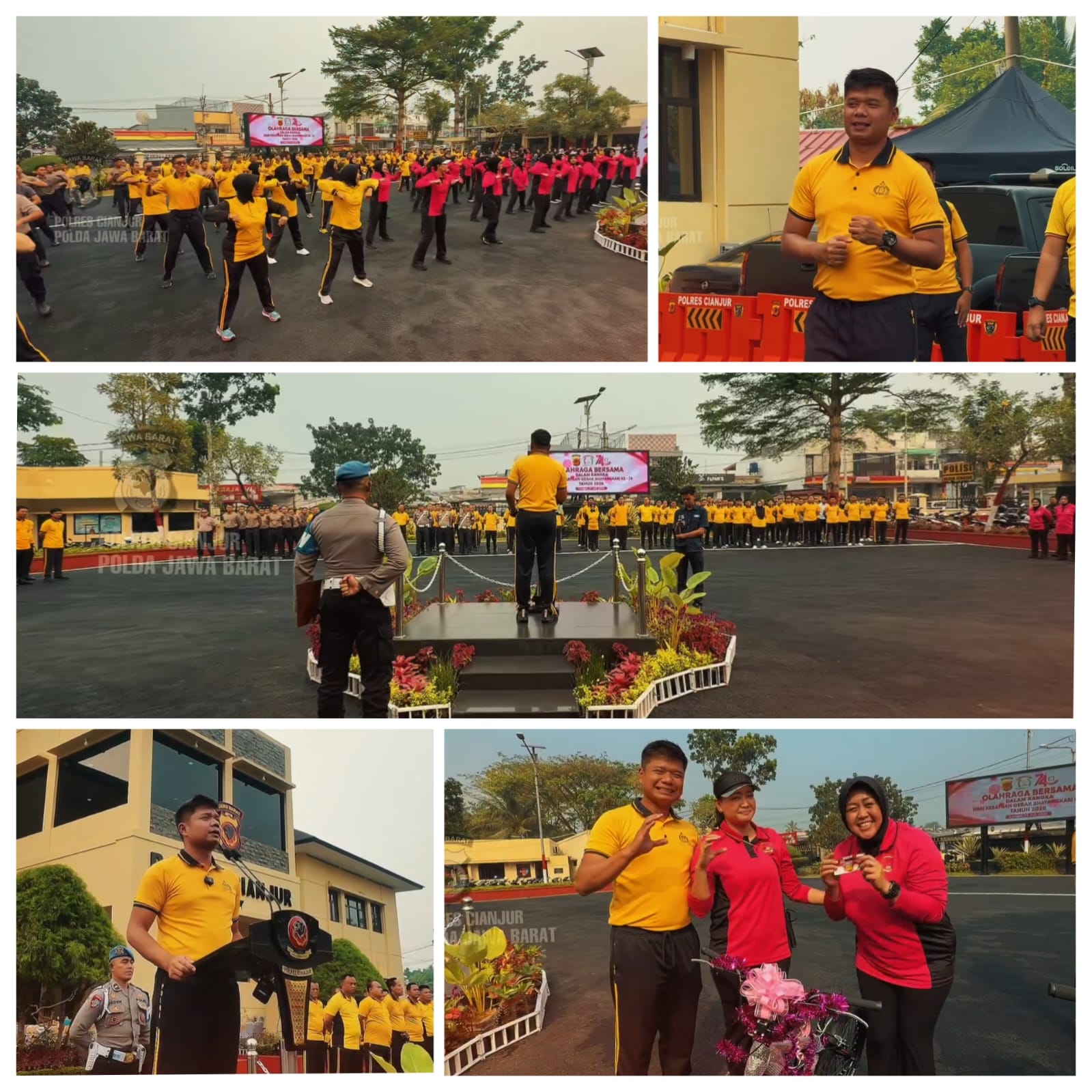 POLRES CIANJUR GELAR APEL PAGI DAN OLAHRAGA BERSAMA PERINGATI HARI KESATUAN GERAK BHAYANGKARI KE-74