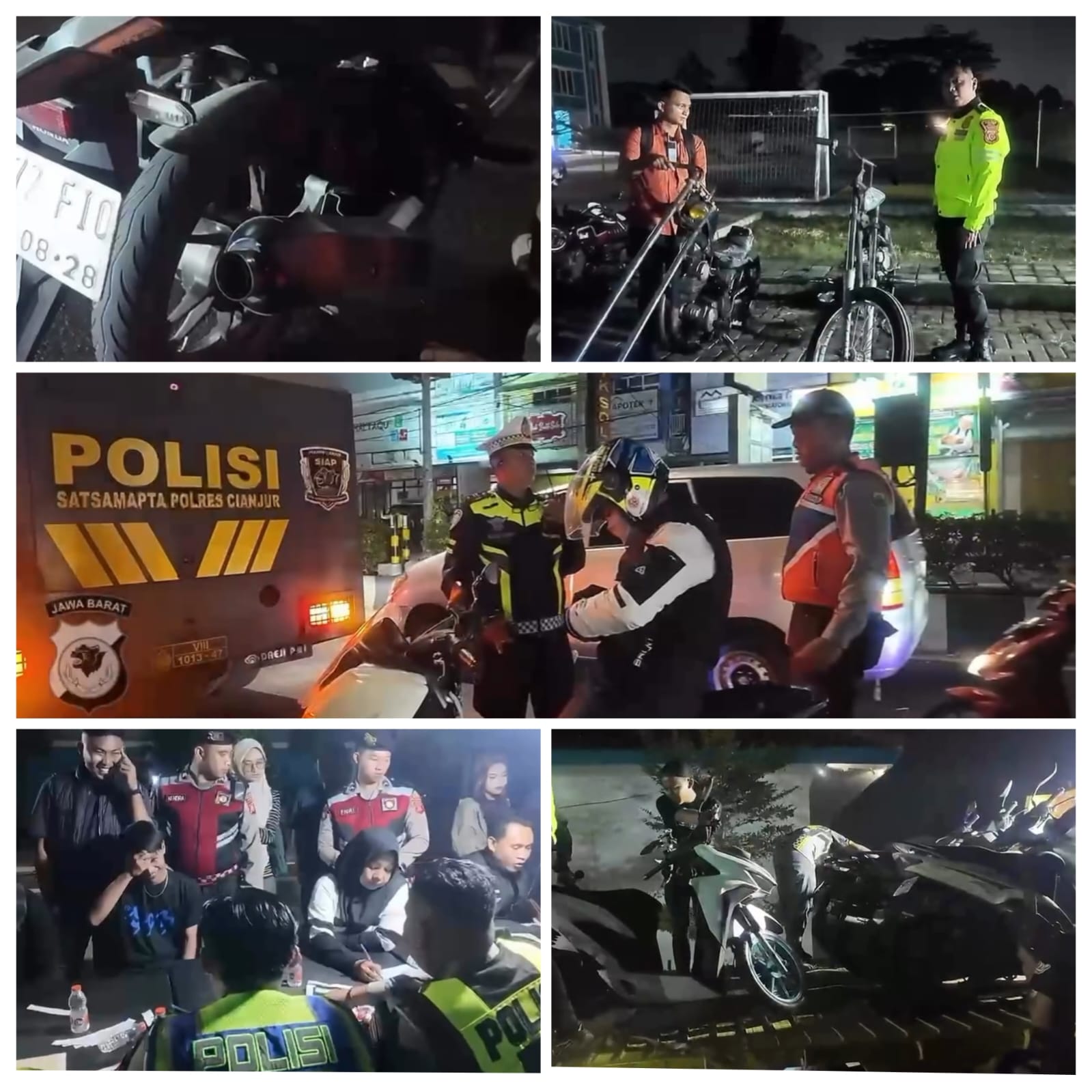 POLRES CIANJUR GELAR OPERASI PENERTIBAN KNALPOT BRONG DAN PENGAMANAN KAMTIBMAS, UTAMAKAN PENDEKATAN HUMANIS