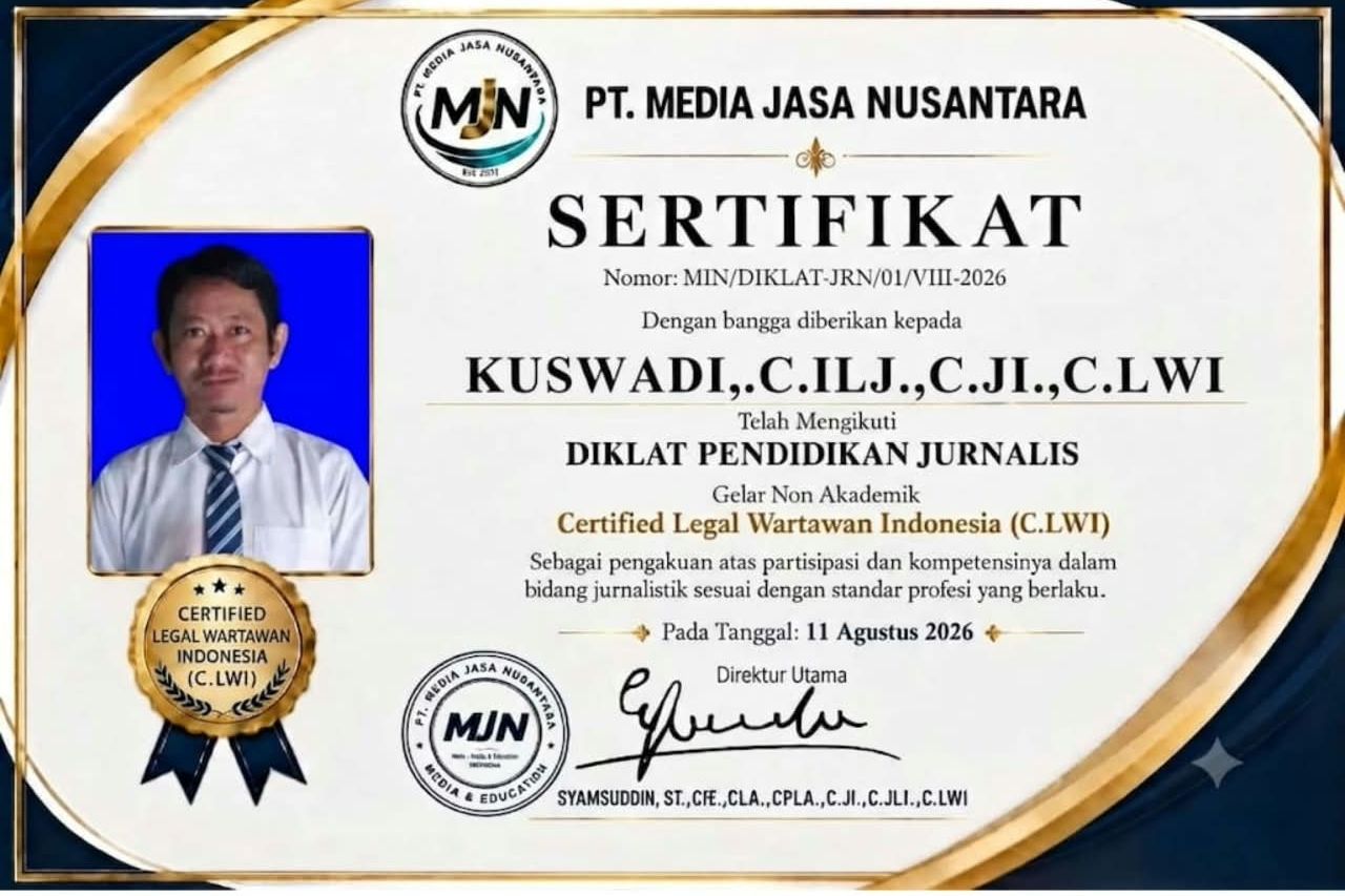 Tingkatkan Ilmu Jurnalistik, Kuswadi Resmi Berhasil Raih Gelar C.JI dan C.LWI dari MJN Institute