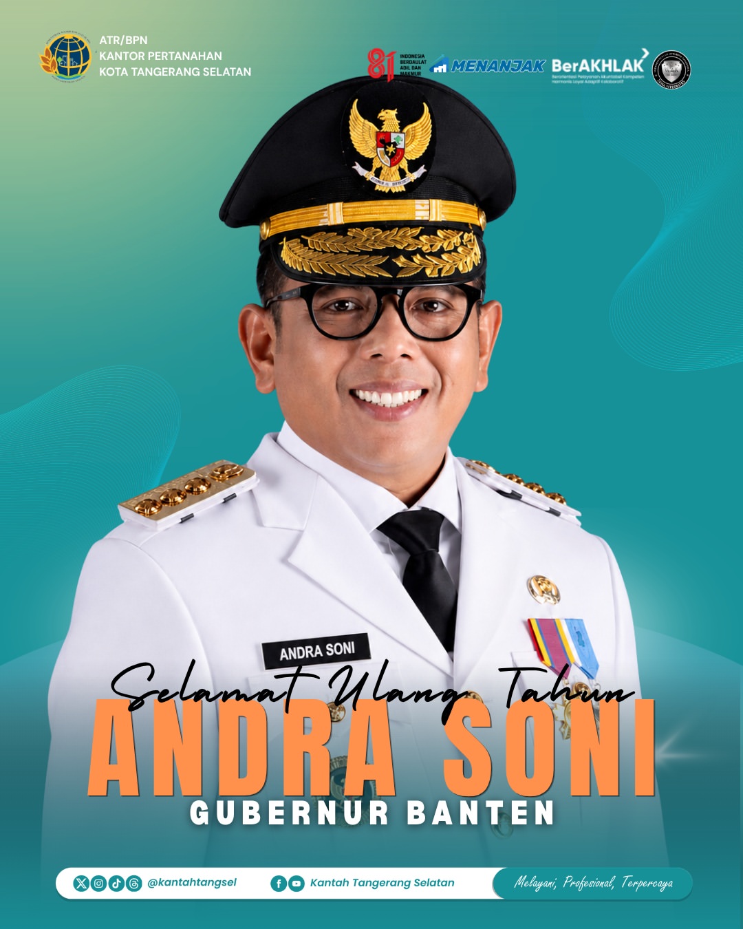 Kepala Kantah Tangsel Seto Apriyadi Ucapkan Selamat Ulang Tahun kepada Gubernur Banten